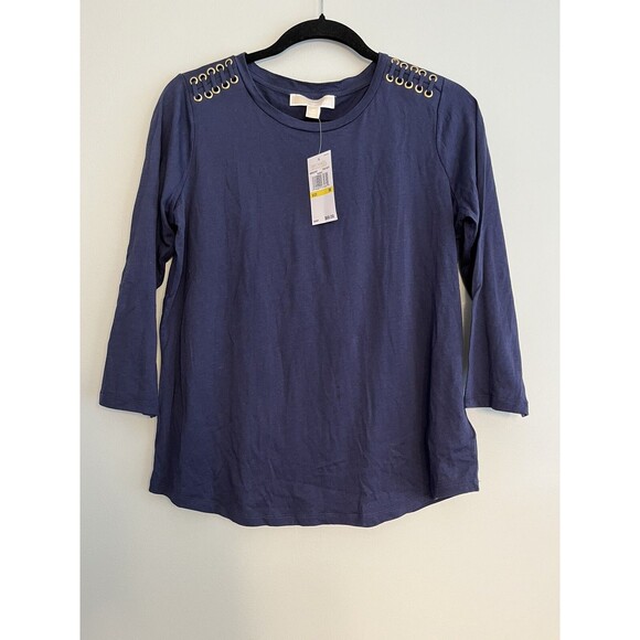 Michael Kors Blue Pullover Knit Tunic Shirt Top Size Medium - NWT MSRP $68 - Picture 1 of 10